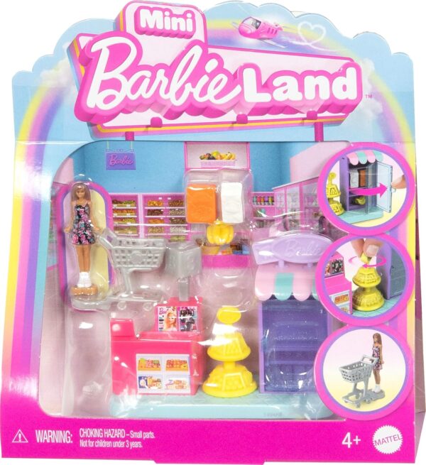 Barbie Mini BarbieLand Collectible Supermarket Playset with 1.5-Inch Doll